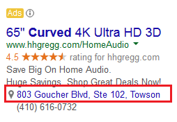 Google AdWords Location Extension